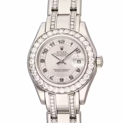 DATEJUST PEARLMASTER 80299 WHITE GOLD DIAMONDS DIAL, BEZEL, BRACELET YEAR 2000 29MM