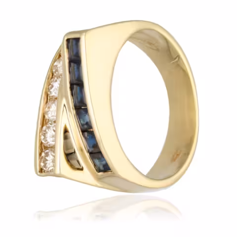 RING YELLOW WHITE GOLD 18KT DIAMONDS 0.40ct SAPPHIRE 0.40ct WEIGHT 7.4GR SIZE 8.5 / 48.5