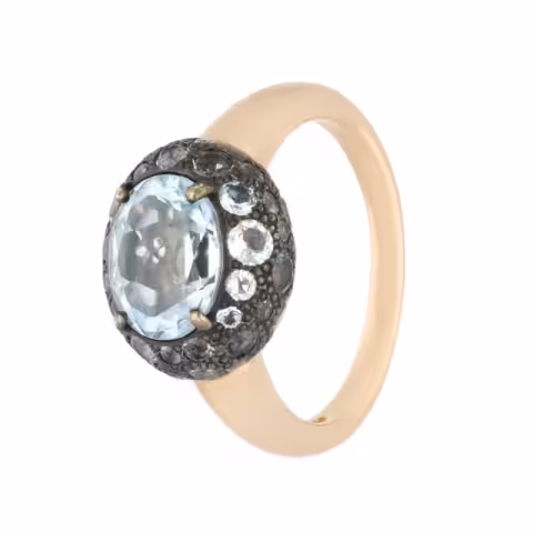 POMELLATO TABOU RING ROSE GOLD BURNISHED SILVER PERIDOT SIZE 17/57
