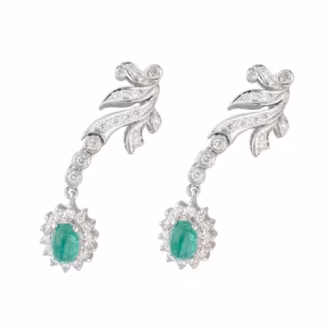 EARRING WHITE GOLD 18KT EMERALD 0.40ct DIAMONDS 0.40ct WEIGHT 6.15GR